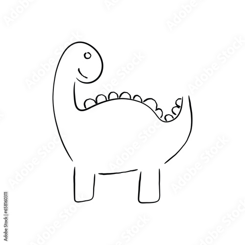 Hand drawn lline art vector of dinosaur. Picasso style line art . Jurrassic art.