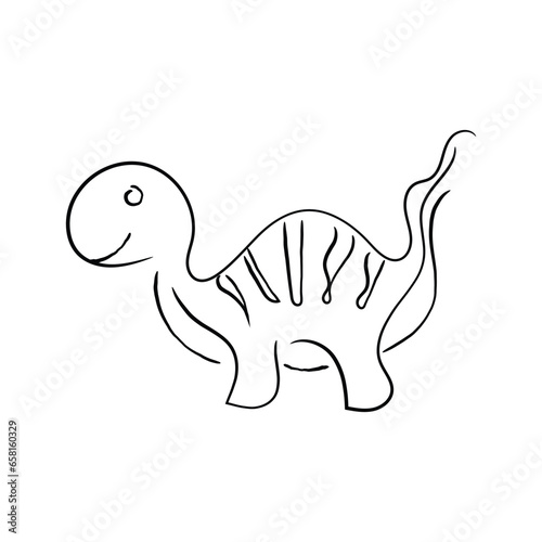 Hand drawn lline art vector of dinosaur. Picasso style line art . Jurrassic art.