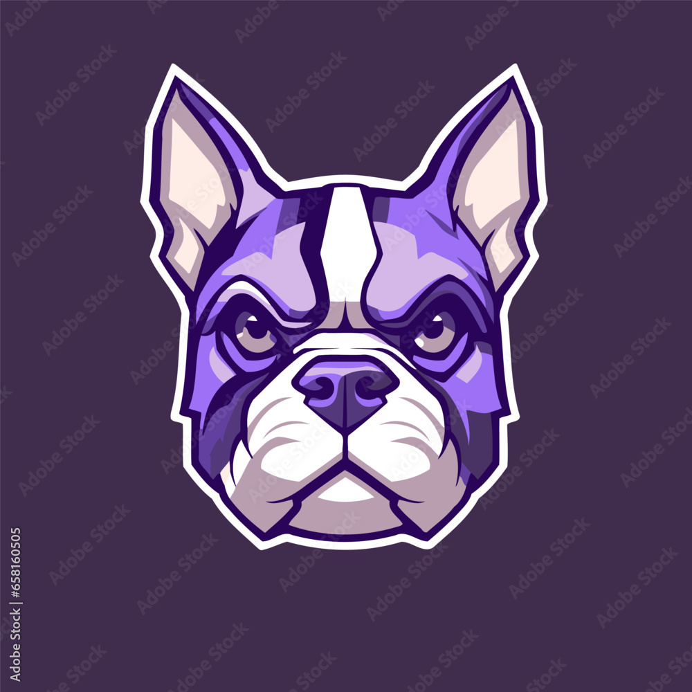 French bulldog head mascot logo. Vector illustration of bulldog head mascot for sport team.