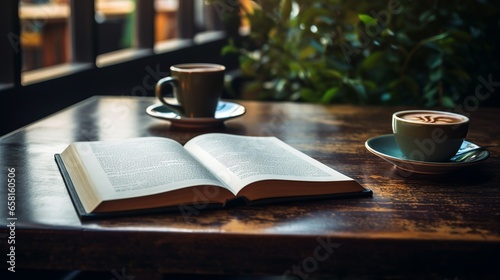 cup of coffee and book