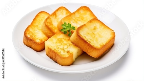 butter tost bread on the white plate photo