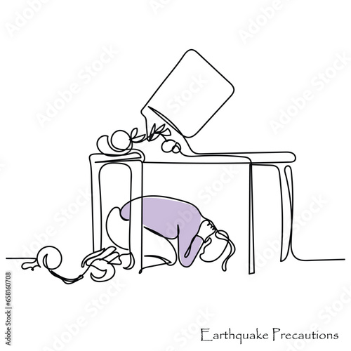 Hand drawn line art vector of earthquake disaster. Home demolished. Natural disasters vector art.