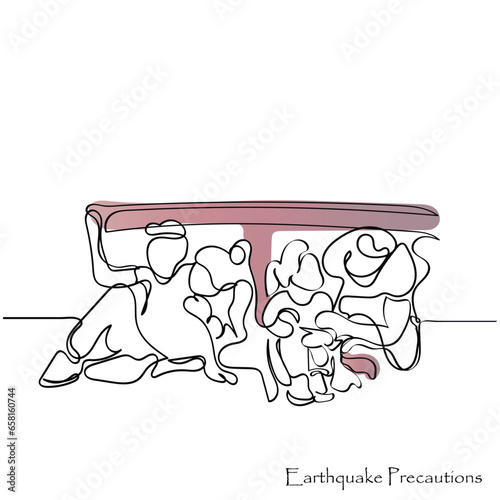 Hand drawn line art vector of earthquake disaster. Home demolished. Natural disasters vector art.
