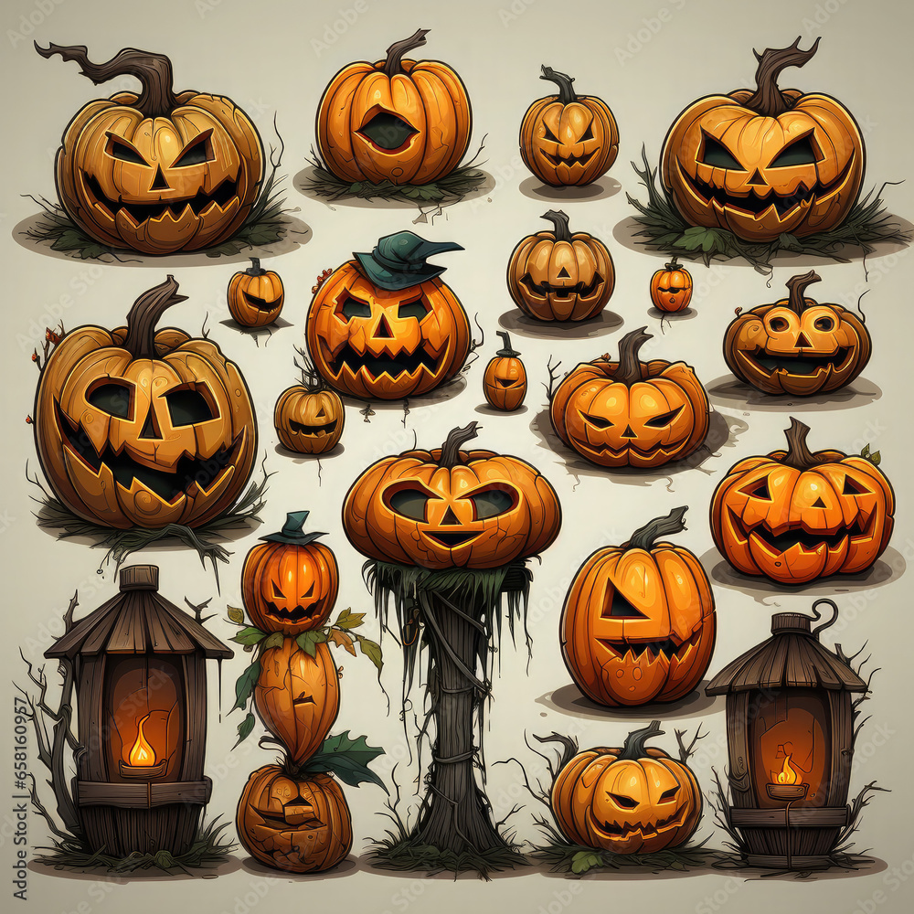 halloween pumpkins set design. halloween pumpkins set design.