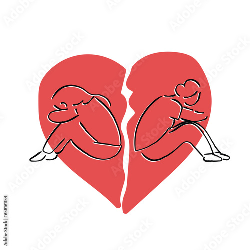 Line art vector of a couple arguing. Hand drawn doodle of argument concept