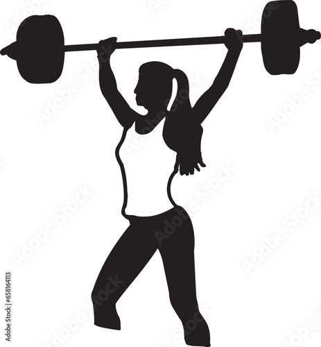 Weight lifting girl silhouette vector