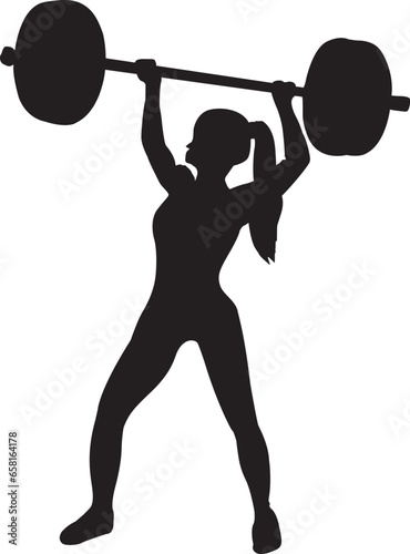 Weight lifting girl silhouette vector