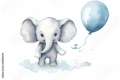 Baby ballon elephant print illustration drawing character animal cute cartoon