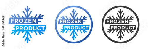 Set frozen product label vector design template silhouette isolated with snowflake icon symbol