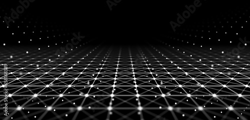 Gradient grid. 3d perspective background. Wireframe mesh. Technology background. 3d rendering
