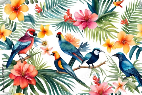 birds on the flowers