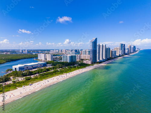 Aerial photo Miami Beach Haulover Beach Florida circa 2023