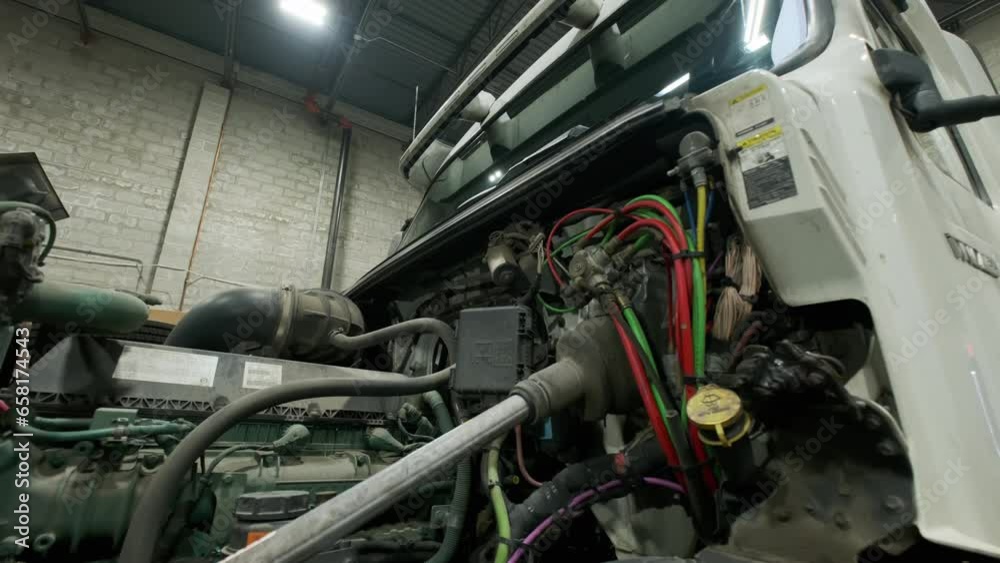 custom made wallpaper toronto digitalGarage for repairs. Truck under repair in the workshop footage. Move camera footage