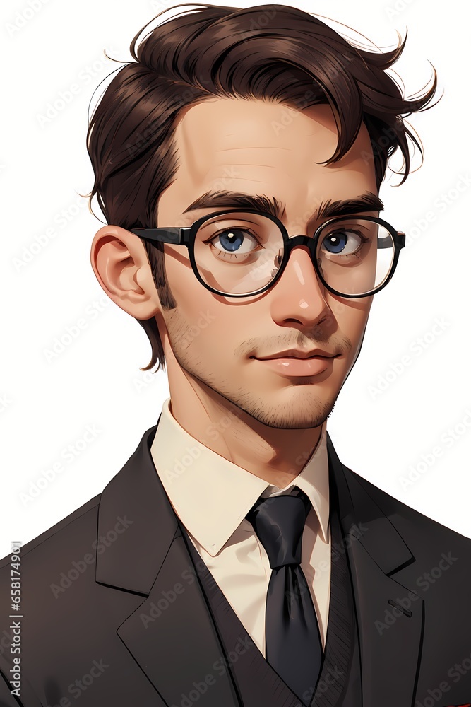 Illustration of Stylish Men in Glasses.