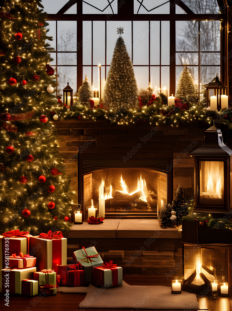 Detailed cinematic HDR K cozy Christmas gifts. Detailed cinematic HDR K cozy Christmas gifts.