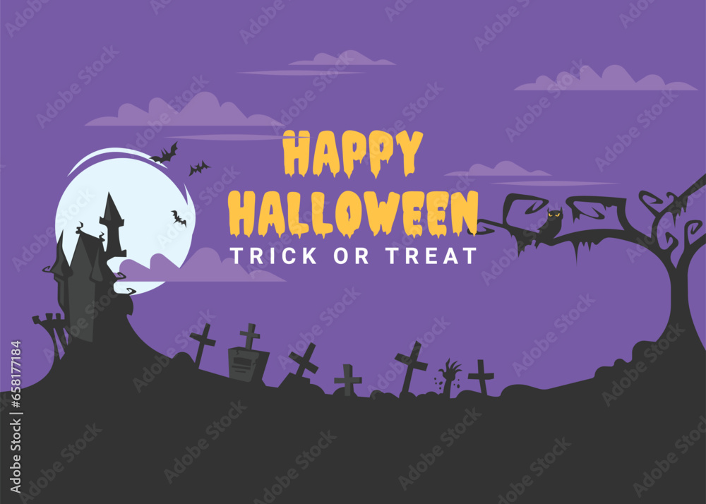 Happy Halloween Banner. Trick or Treat Banner. Happy Halloween Trick or Treat Banner vector