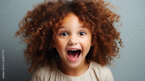  Child surprised and excited, with blank space