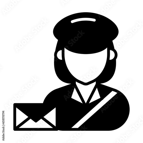 Post woman icon in vector. Illustration