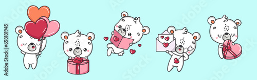 Collection of Vector Polar Bear Art. Set of Isolated Bear Clipart Illustration. Cute Vector Animals