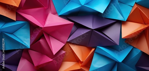 Colorful origami paper patterns background. Generative AI