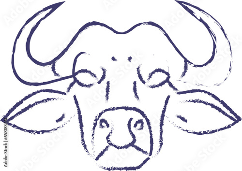 Buffalo face hand drawn vector illustration