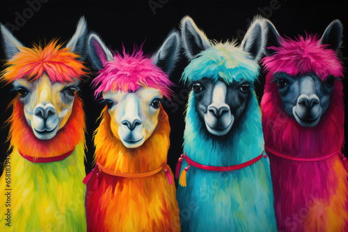 Llama Fiesta: Front View Watercolor