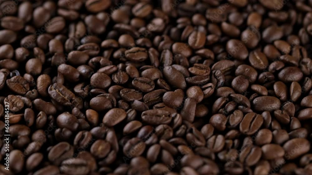 Zoom frame dark roast coffee beans, rotation Zoom frame dark roast coffee beans, rotation