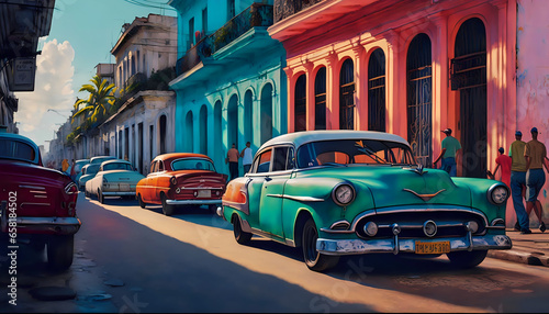 Voitures de couleurs à Cuba et La Havane  © Michel