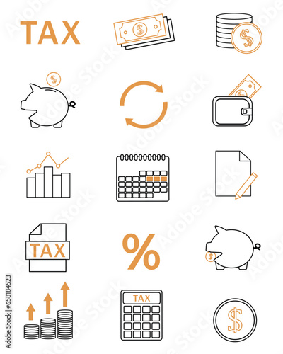 Line icons on the theme of business finance circulation vector illustration