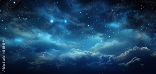 Twinkling stars in the night sky background. Generative AI © Ilugram