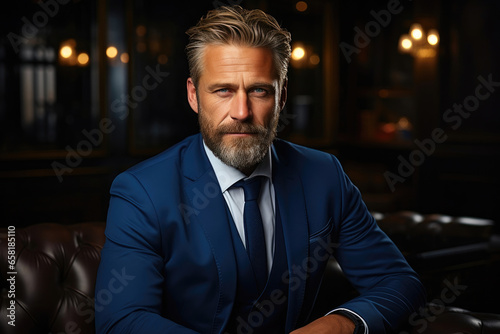 Smart Businessman with Blue Suit and Eyewear