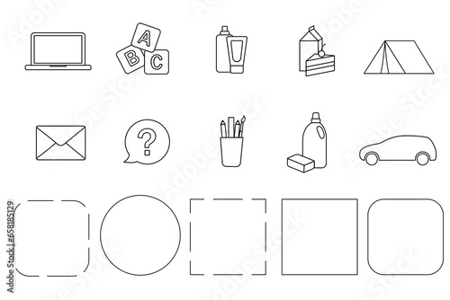 Line icons for websites home goods set of frames lines vector illustration