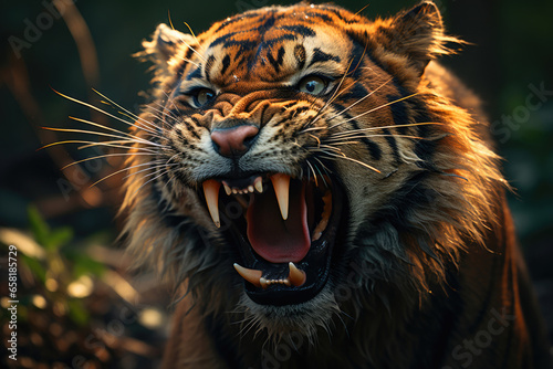 Fierce Tiger Roaring Up Close