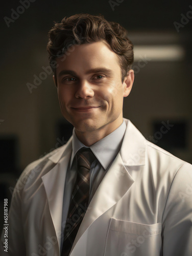 Medical Professional in a White Lab Coat - AI-Generated Doctor Portrait  photo