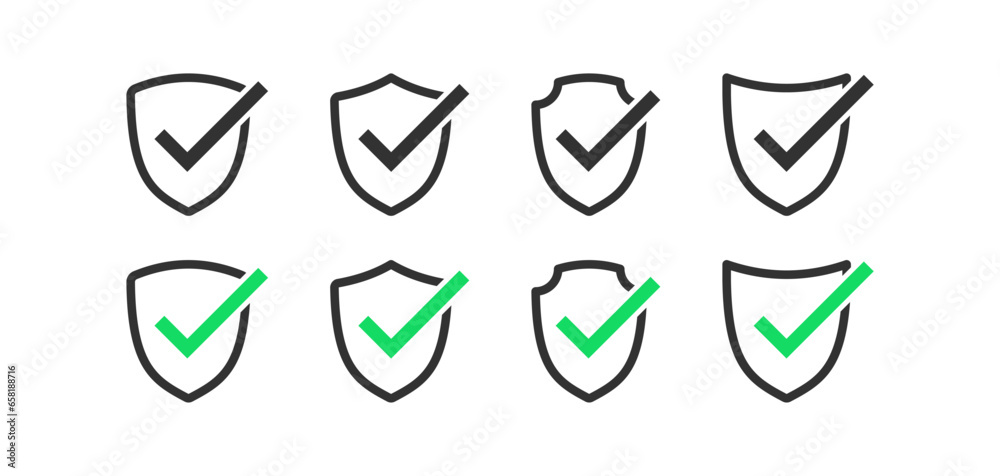 Shield safety icon. Protect symbol. Defense signs. Safe lock symbols. Strong defense icons. Black color. Vector sign. Shield safety icon. Protect symbol. Defense signs. Safe lock symbols. Strong defense icons. Black color. Vector sign.