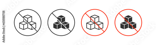 Sugar free icon. No glucose symbol. Diabetic signs. Diet symbols. Vegan sticker icons. Black, red color. Vector sign.