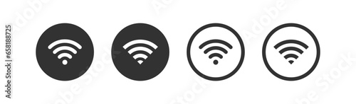 Wifi icon. Internet signal symbol. Wireless network signs. Free hotspot zone symbols. Phone connection to router icons. Black color. Vector sign.
