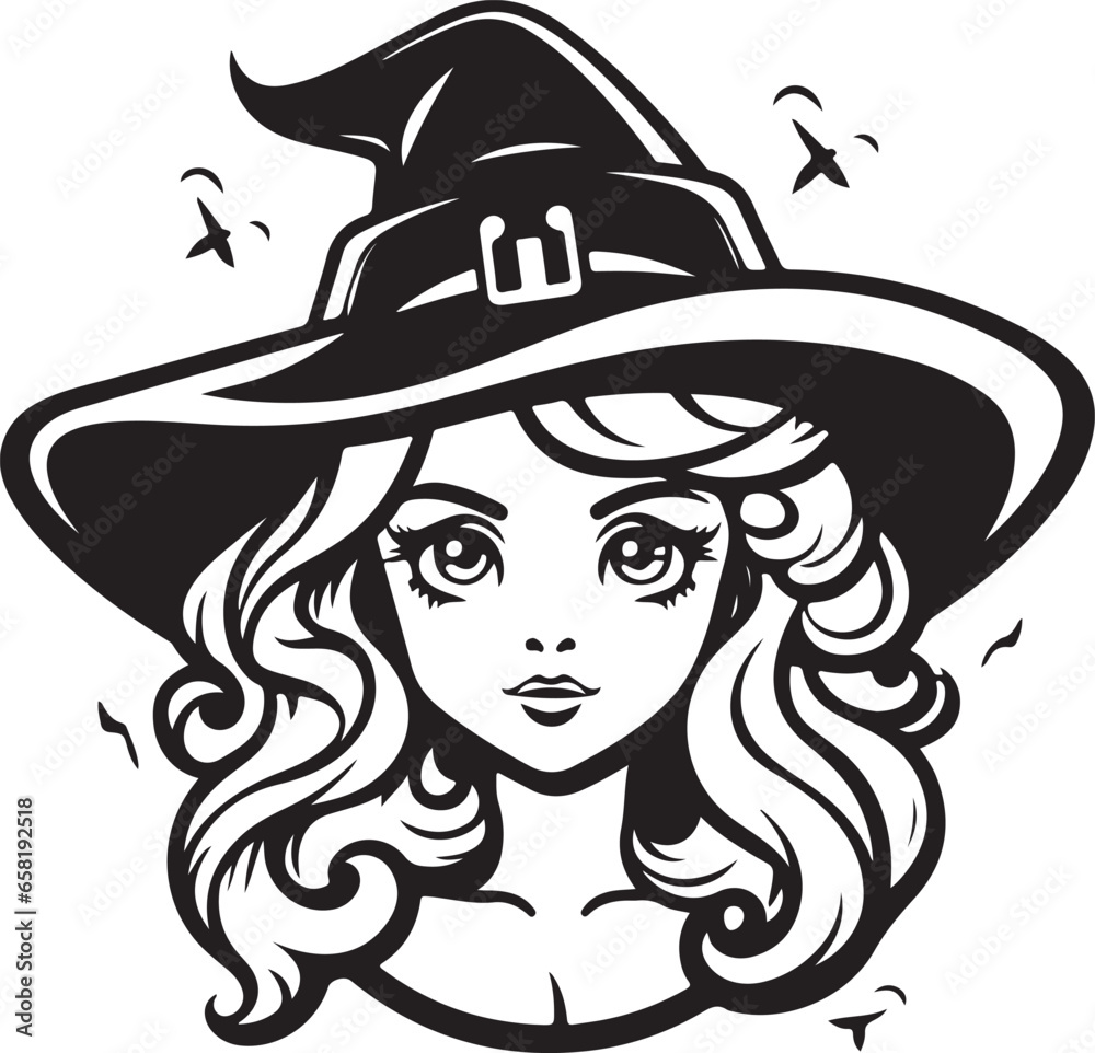 Witch character silhouette vector mythical character for Halloween Magic female in witch hat Terrifying sticker illustration Witch character silhouette vector mythical character for Halloween Magic female in witch hat Terrifying sticker illustration