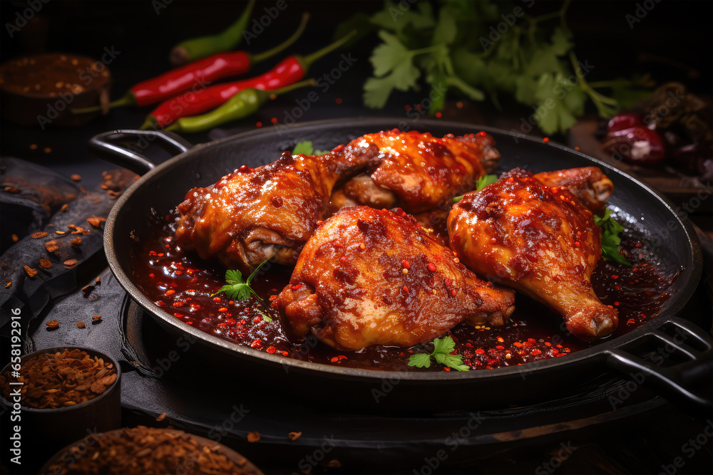 chicken with sweet and spicy background chicken with sweet and spicy background