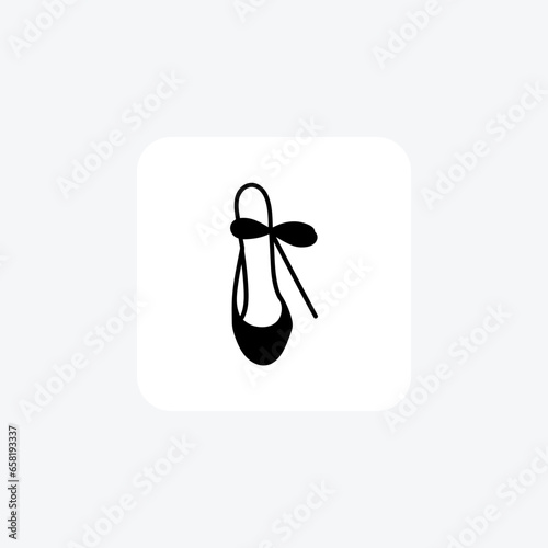 Black Ballerina Flats Women's Shoes and footwear line Icon set isolated on white background line vector illustration Pixel perfect

