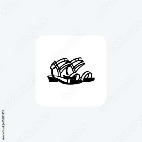 Strappy Gladiator Sandals womens  Shoes and footwear line  Icon set isolated on white background line vector illustration Pixel perfect

