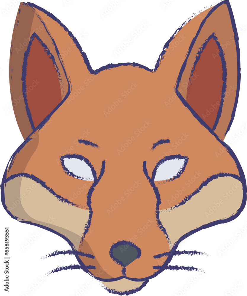 Fox face hand drawn vector illustration