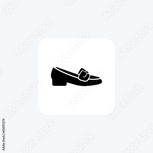 Mustard Loafer Mules Women's  Shoes and footwear line  Icon set isolated on white background line vector illustration Pixel perfect