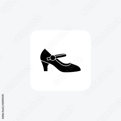 Pink Mary Jane Heel Women's Shoes and footwear line  Icon set isolated on white background line vector illustration Pixel perfect

