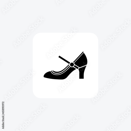 Pink Mary Jane Women's Shoes and footwear line  Icon set isolated on white background line vector illustration Pixel perfect

