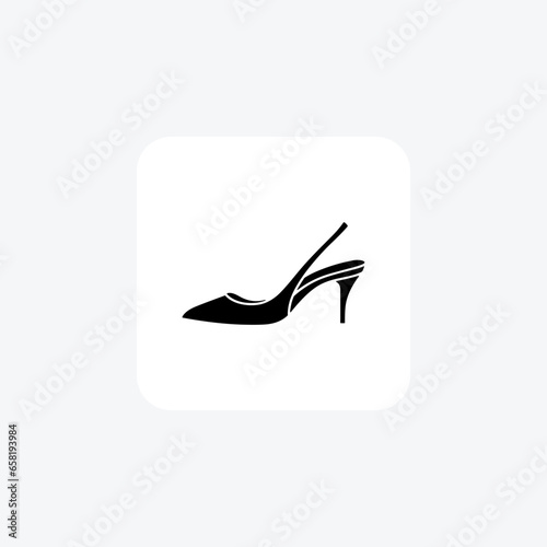 Pink Slingback Flat Women's Shoes and footwear line   Icon set isolated on white background line  vector illustration Pixel perfect


