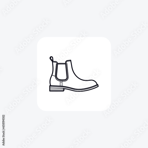 Black Chelsea Boots Shoes and footwear Flat Color Icon set isolated on white background flat color vector illustration Pixel perfect