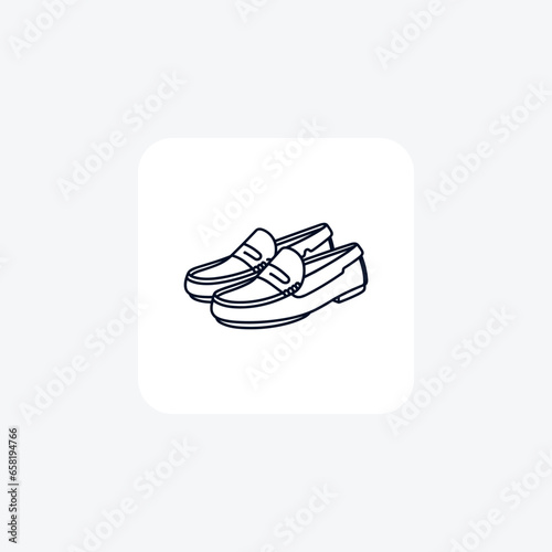  Crocodile-Embossed Loafers Women's  white background line  vector illustration Pixel perfect

