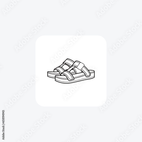 Brown Leather Chelsea Shoes and footwear Flat Color Icon set isolated on white background flat color vector illustration Pixel perfect