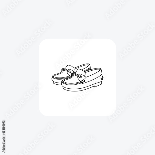 Black Moccasin Shoes and footwear Flat Color Icon set isolated on white background flat color vector illustration Pixel perfect